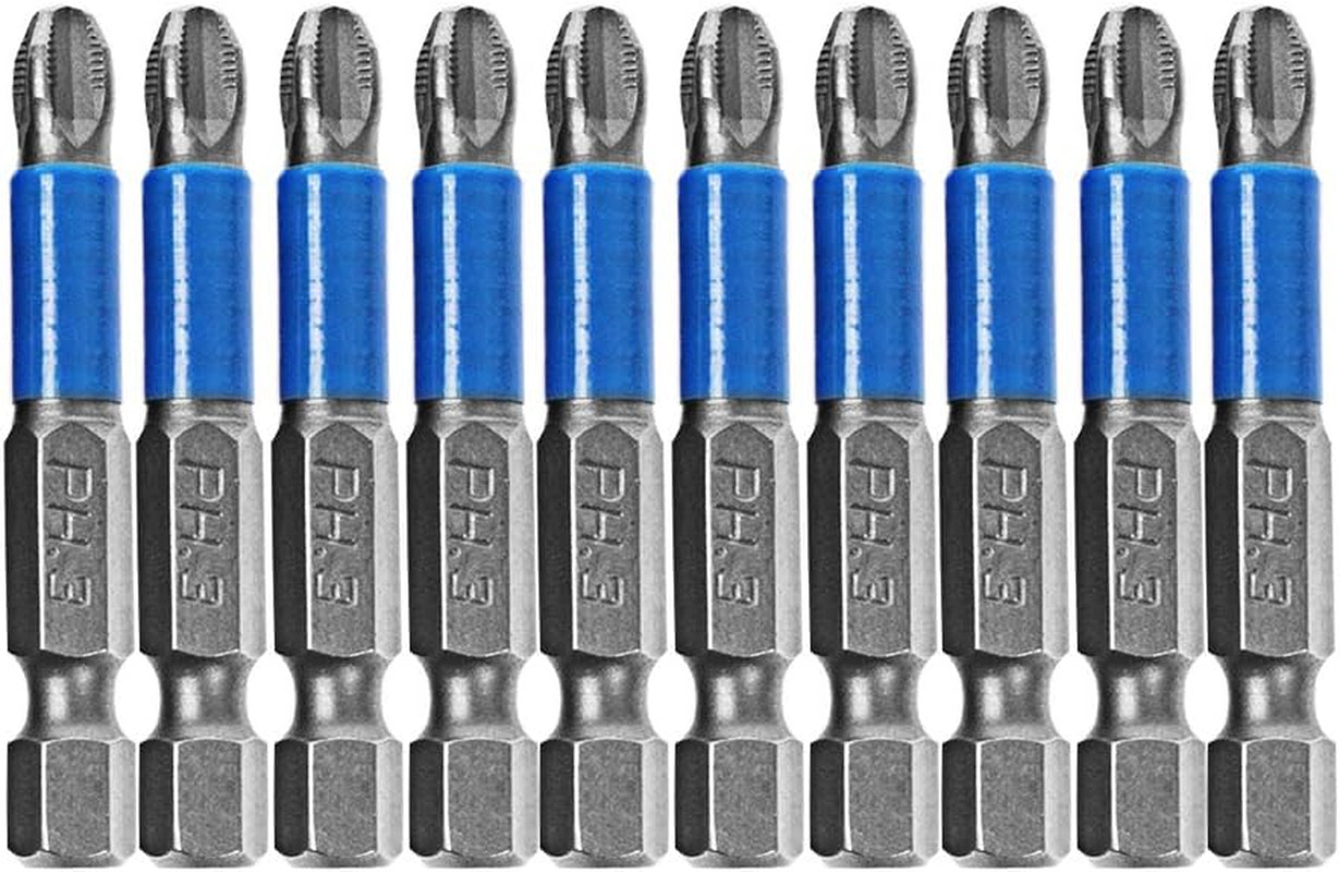 10Pcs PH3 Magnetic Anti-Slip Impact Screwdriver Bit Set 2" Power Tool Bits