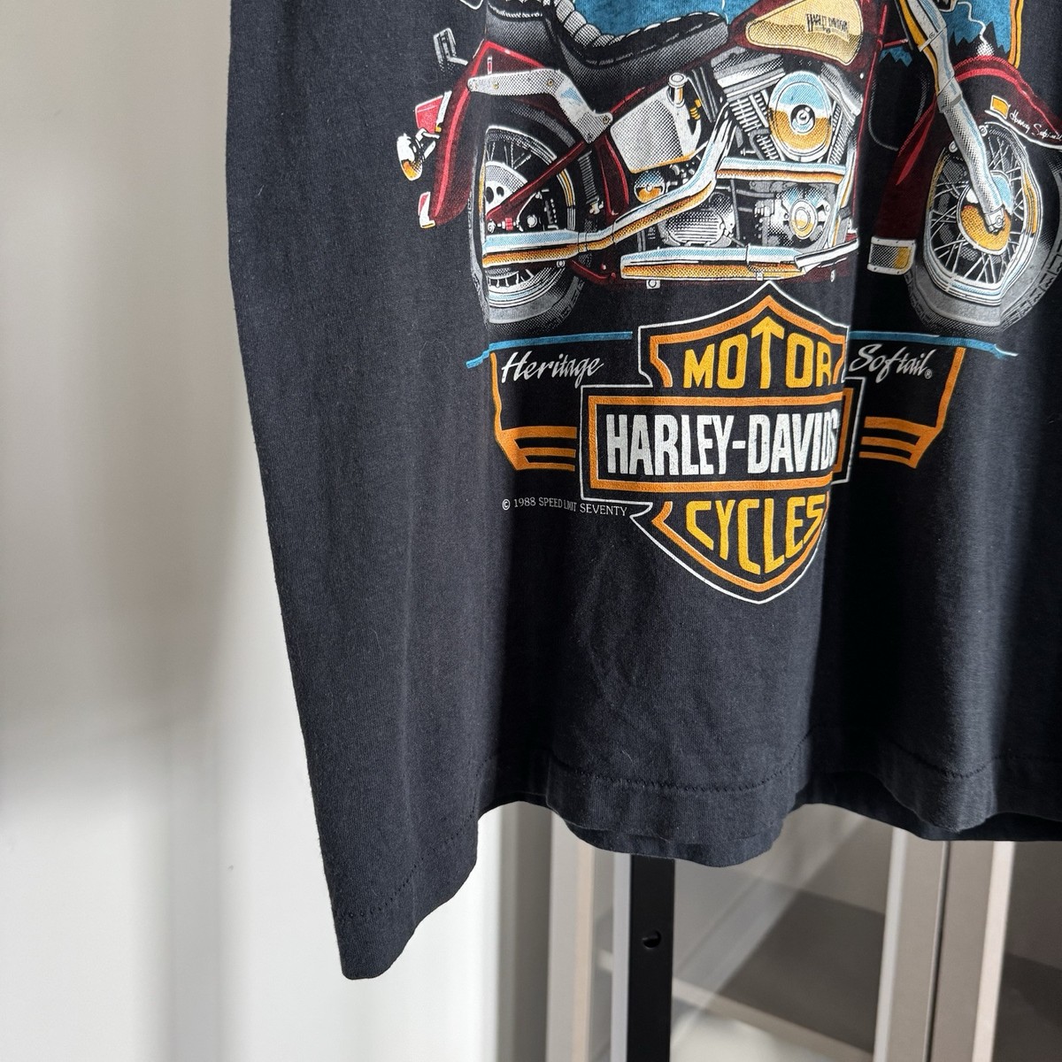VTG Harley Davidson 1988 Real Steel Heritage Softail Black Tee