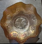 Vintage Fenton Dragon/ Lotus /Marigold Ruffled Carnival Glass Bowl 8.75"