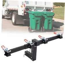 Dual Trash Can Hauler Hitch, Adjustable Wheeled Garbage Can Towing Trailer 