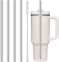 Edelstahl Strohhalme 31 Cm Lang, 4 StüCk Wiederverwendbar Mit ReinigungsbüRste,