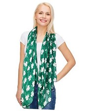 St. Patrick's Day Printed Scarf Long Shamrock Shawl Irish Green Background