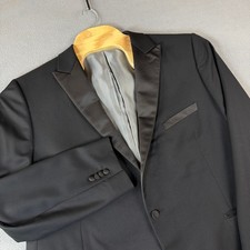 Paul Betenly Mens Wool Tuxedo 2 pc Suit 50R Jacket 43R Pants Black Peak Lapel