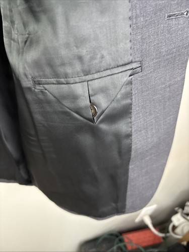 Ralph Lauren Sport Coat Mens 41R Gray Chambray 100% Lambswool 2 Button Jacket - Picture 3 of 13