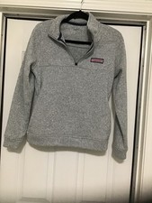 Vineyard Vines Gray Fleece Shep 1/4 Zip Mock Neck Pullover - Boy Large