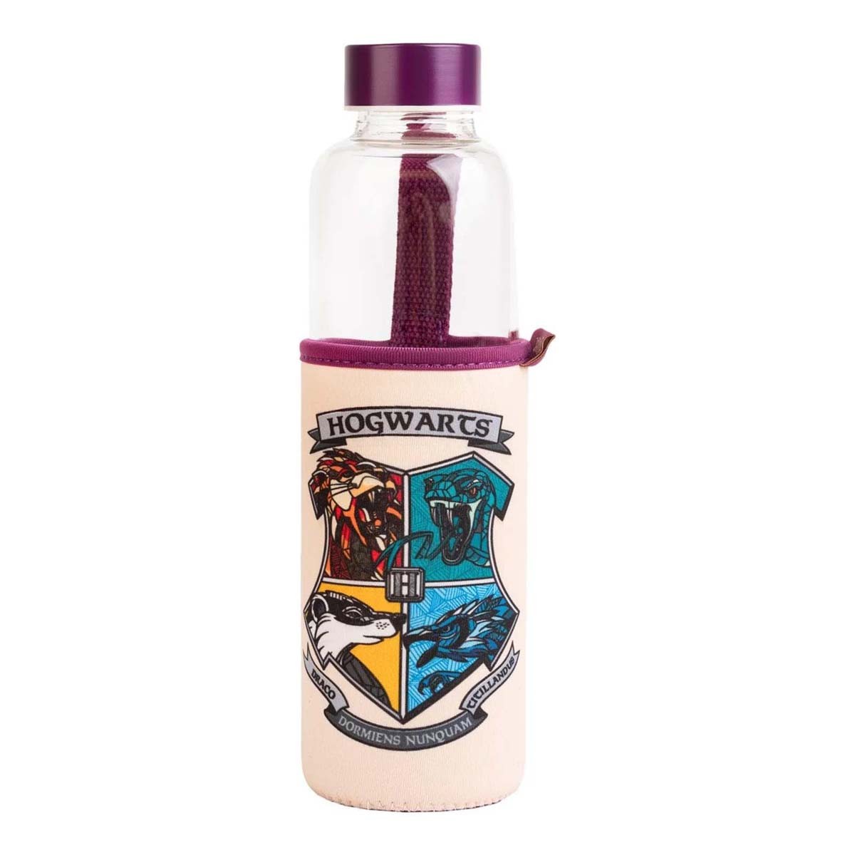 Gourde en verre Blason Poudlard 500ml, le cadeau violet idéal pour fan