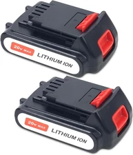 2-Pack 20V 2.0Ah Lithium Battery for Black and Decker 20 Volt MAX Replacement Ba