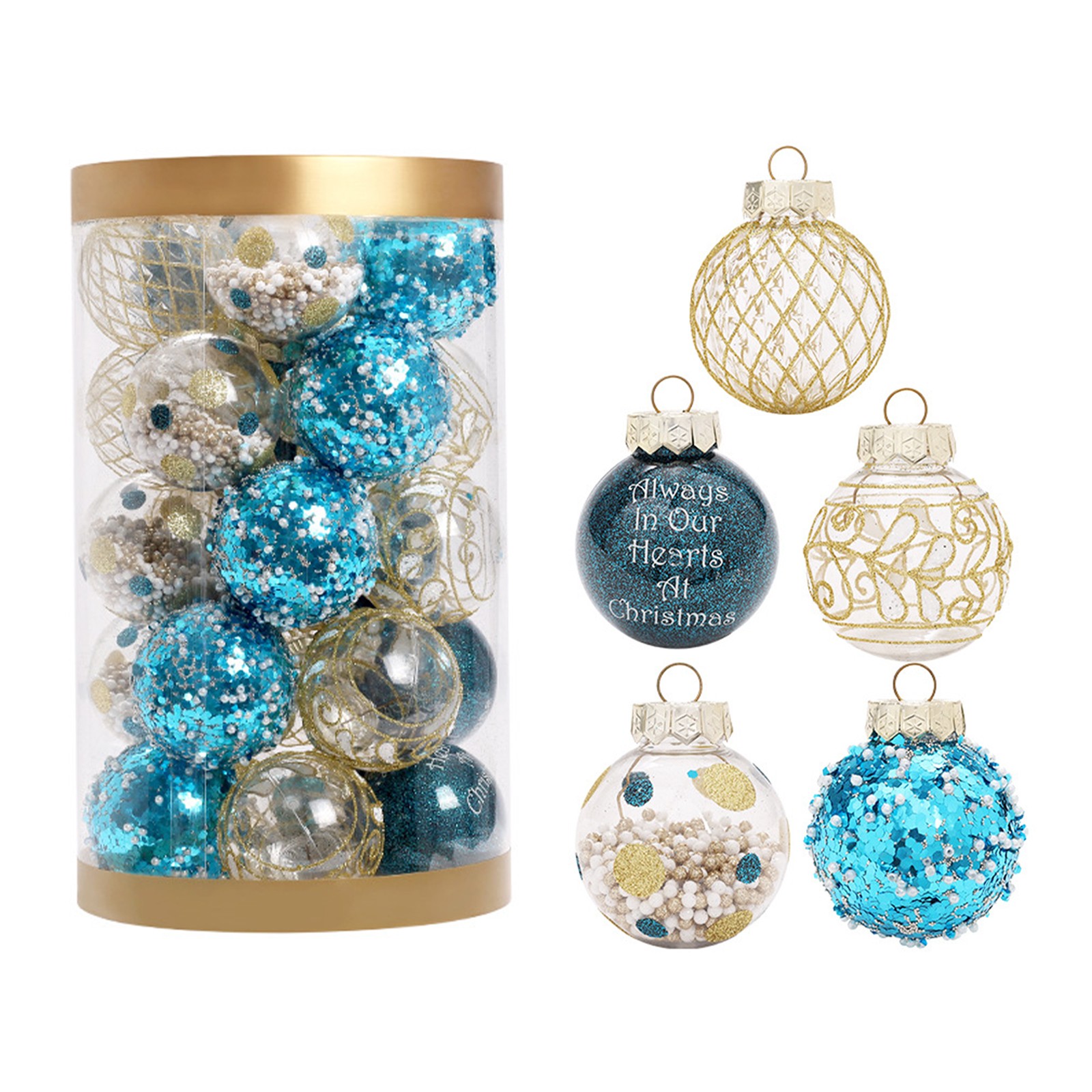 25 Pcs Xmas Ball Set Shatterproof PVC Ornaments Xmas Tree Hanging Decoration For