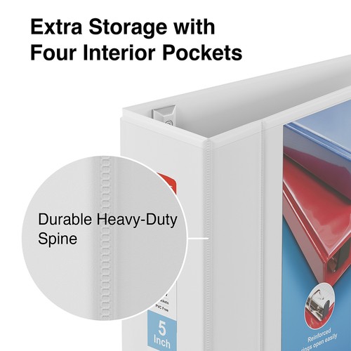 Staples Heavy Duty 5" 3-Ring View Binder White (24700) 82660 - Picture 3 of 6