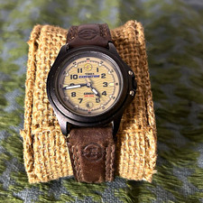 Timex Expedition Men’s Quartz Analog Watch Beige Dial Brown Leather Strap 50m
