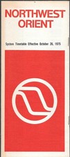 ***1975 Northwest Orient Airlines System Timetable - October 26,  1975***