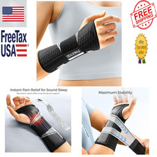 Carpal Tunnel Wrist Brace Night Support Black Right Hand Small Medium