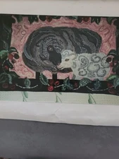 Two Sheep Rug hooking pattern #511 Beverly Conway on Monk 24" x 36"