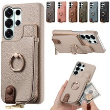 For Samsung Galaxy S26 Ultra S25 FE S24 S23 S22 Leather Zipper Wallet Stand Case