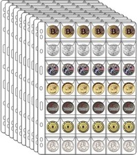 10 Sheets Coin Collection Pages, Inserts Coin Sleeves with 9 Hole for Album, Col