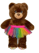 Build-A-Bear Happy Birthday Bear Plush Rainbow Tutu 16  Gift Print Feet