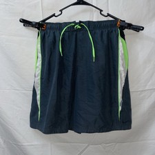 Nike Mens Swim Trunks Medium Gray Neon Green Side Stripe Lined Swimsuit Shorts
