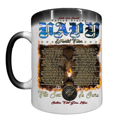 US Navy World Tour Veteran Heat Activated 15 oz Ceramic Coffee Mug
