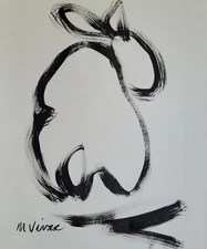 MONA VIVAR Original 11x14 Minimal Rabbit Animal Abstract Fine Art Painting