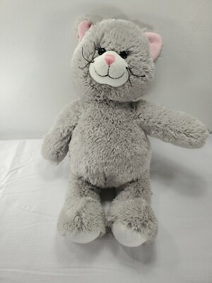 BAB Build A Bear Grey Kitty Cat Plush Stuffed Animal 16'' Talking Toy