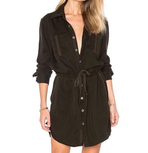 Nwt Hudson Szm Peyton Militare lungo senza Maniche Vestito Camicia Verde |  eBay