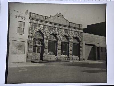 Great 1940s 1.5'' Square Film PHOTO NEGATIVE Grand St WILLIAMSBURG cast-iron Bank