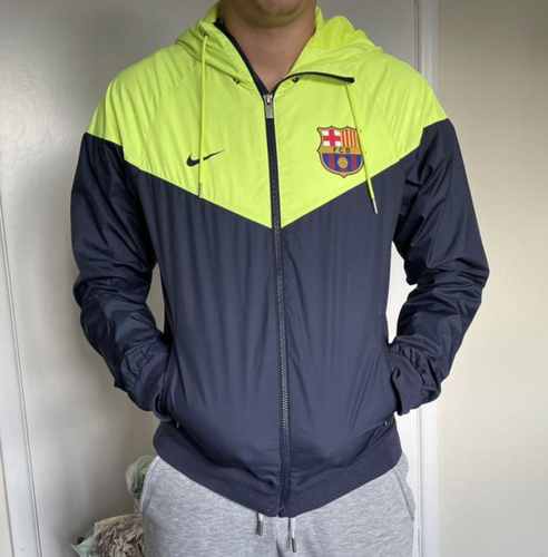 Seltene FCB Nike Windrunnerjacke Glanz Nylonjacke Barcelona gelb schwarz S - Bild 1 von 7