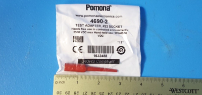 Pomona 4690-2 Banana Plug Test Adapter with #22 Socket Red for