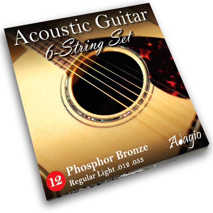 Acoustic Guitar Strings Steel Pack - 12 Gauge Phosphor Bronze Medium Adagio Pro