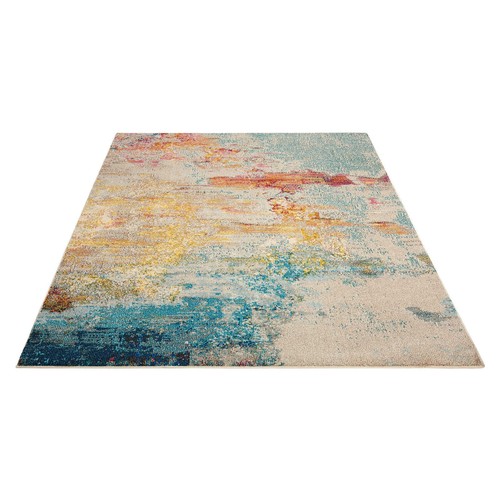Contemporary Abstract Transitional Aqua Teal Blue Area Rug *FREE