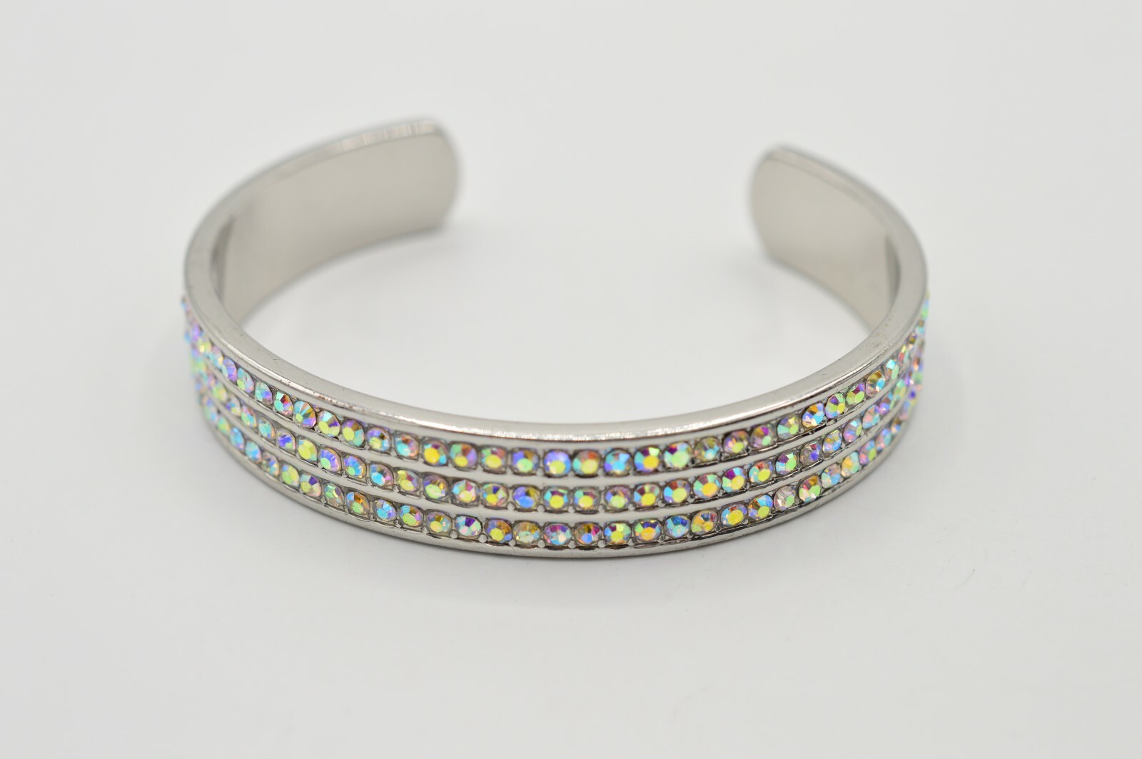 Statement Cuff Bangle Bracelet Silver Sparkling R… - image 11