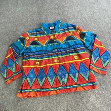 VTG Chico  s Silk Jacket 2 L Southwestern Geometric Beaded Y2K Artsy Boho 90s