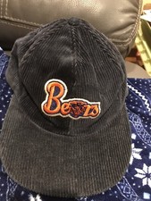 VTG CHICAGO BEARS CURSIVE LOGO SNAPBACK BLACK CORDUROY HAT CAP AJD MADE IN USA