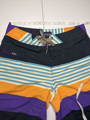 PATAGONIA Board Shorts Mens 31x9 Striped Wavefarer Purple Orange