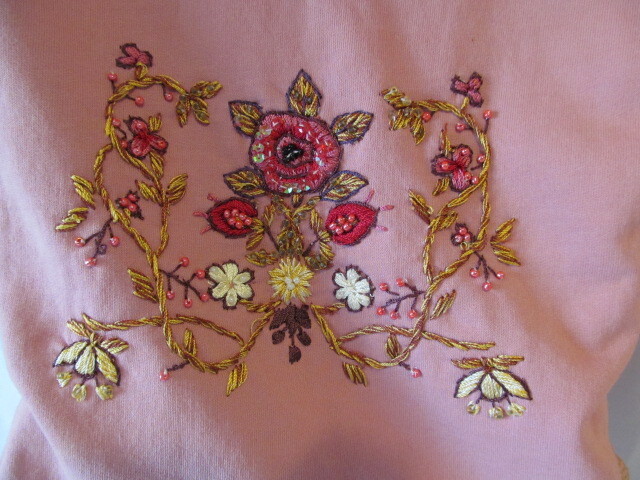 New Twisted Heart Rosy Pink Beaded Floral Embroidery Hooded