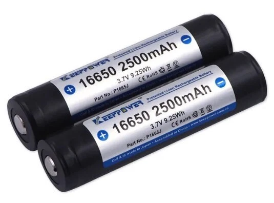Original Keeppower 3.7V 16650 2500mAh Rechargeable Li-ion Battery x 2 - (2 Pack) - Image 2 of 2