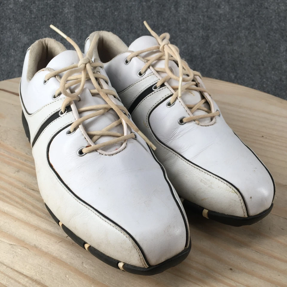 Nike Air Zapatos Mujer 9 Tac Tenis de Golf Sin Tacos S314906-101 Cuero Blanco Foto 3 de 4