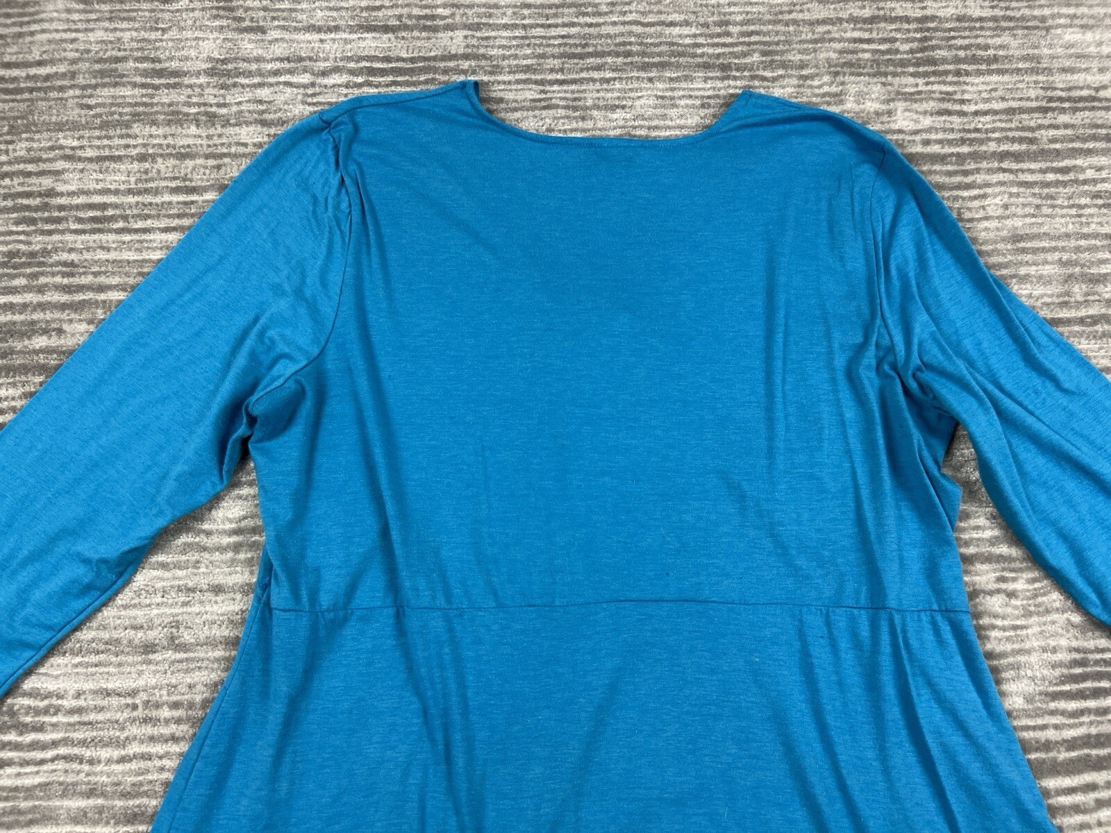 Collections Etc Top Womens 2XL XXL Blue 3/4 Sleeve Made in USA Polyester Blend