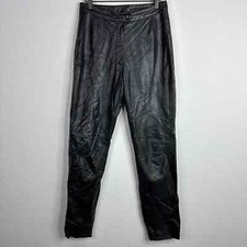 Vintage Leather Pants Women's UK 12/US 8 Black Leather Moto Grunge Biker Retro