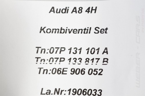 07P131101A Combination Valve Hose Pressure Sensor 06E906052 Set OEM Audi A8 4H - 第 15/15 張圖片