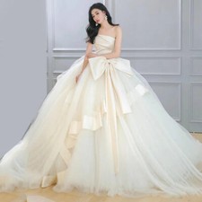 Off the Shoulder Wedding Dress Size 2-10 Ball Gown Cream White Satin with Corset