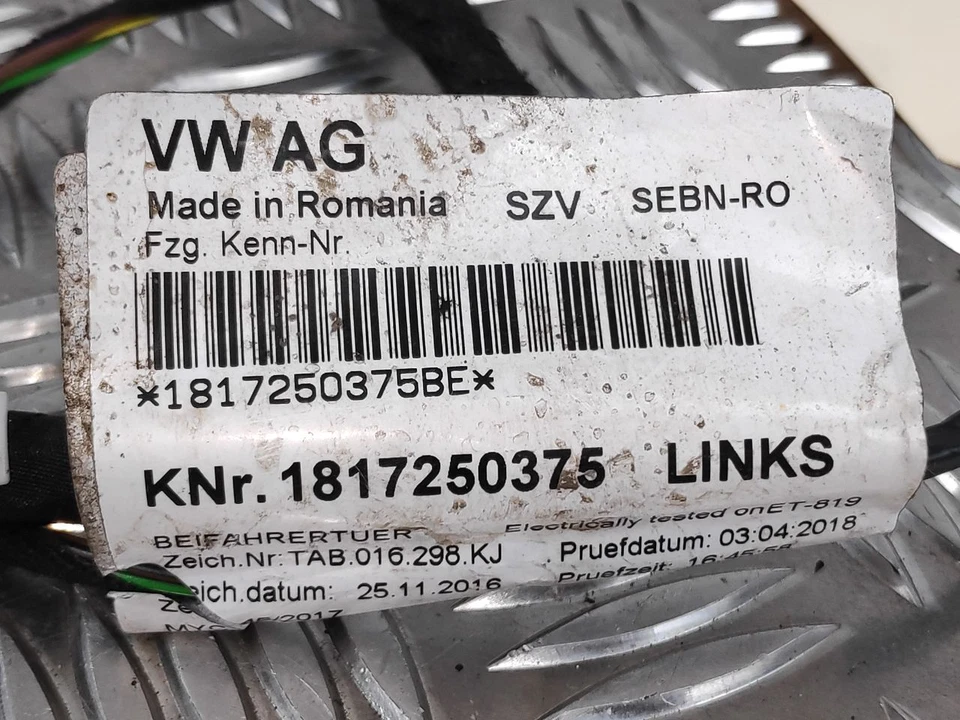 Volkswagen Transporter MK VI 2018 cableado telar puerta (delantera izquierda) 7E397000ae Foto 2 de 4