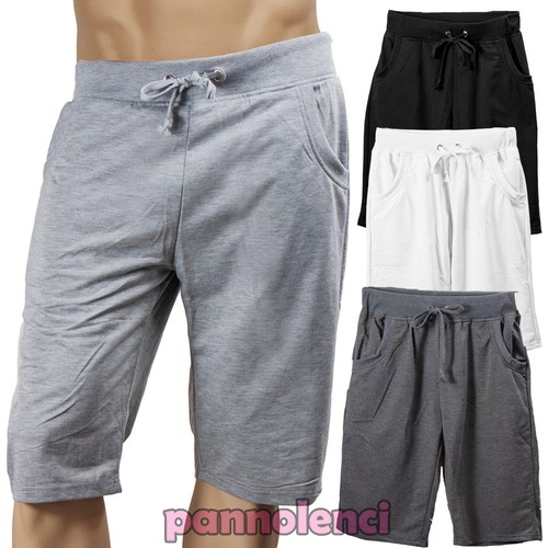 Bermuda UOMO pantaloni tuta fitness sportivi misto cotone nuovi K3006 | eBay