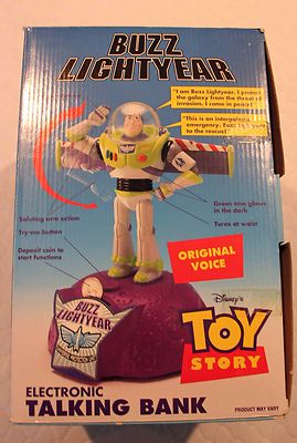 Toy Story 1st Edition 1995 Thinkway Buzz Lightyear Talking Bank