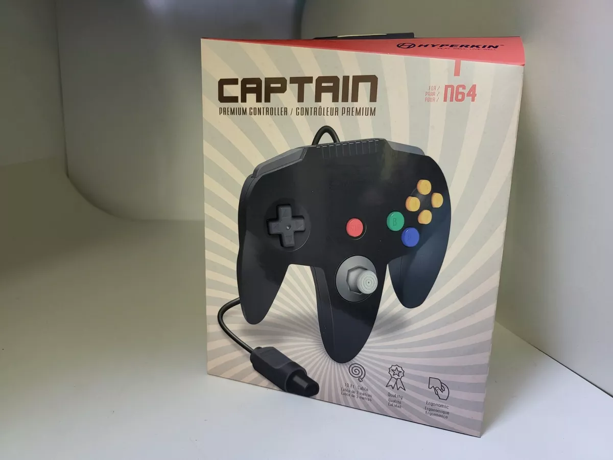 NEW BLACK Captain Deluxe Hyperkin 10FT Controller Game pad for N64