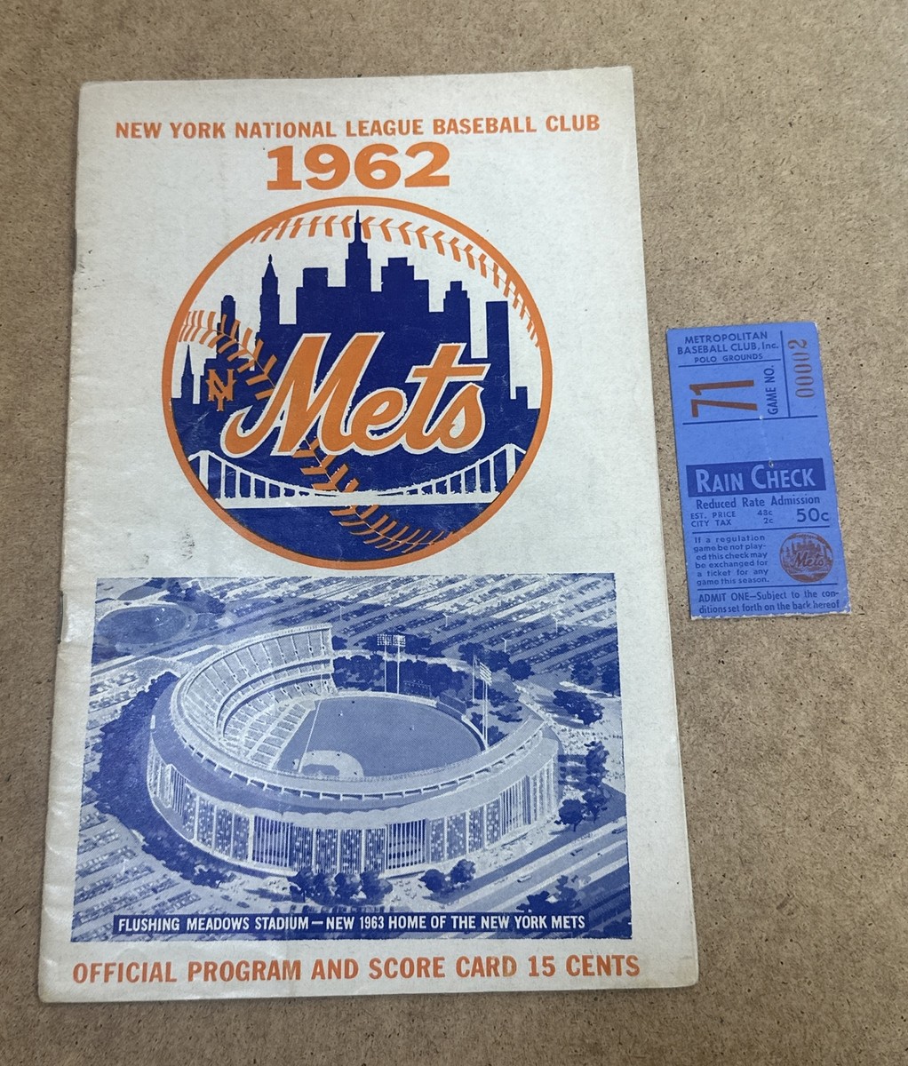 1962 Ny Mets Official Program Ticket Stub August 26 Polo Grounds Vs  Dodgers