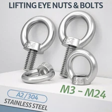 LIFTING EYE NUTS & BOLTS A2 STAINLESS STEEL M3 M4 M5 M6 M8 M10 M12 M14 - M30 M36