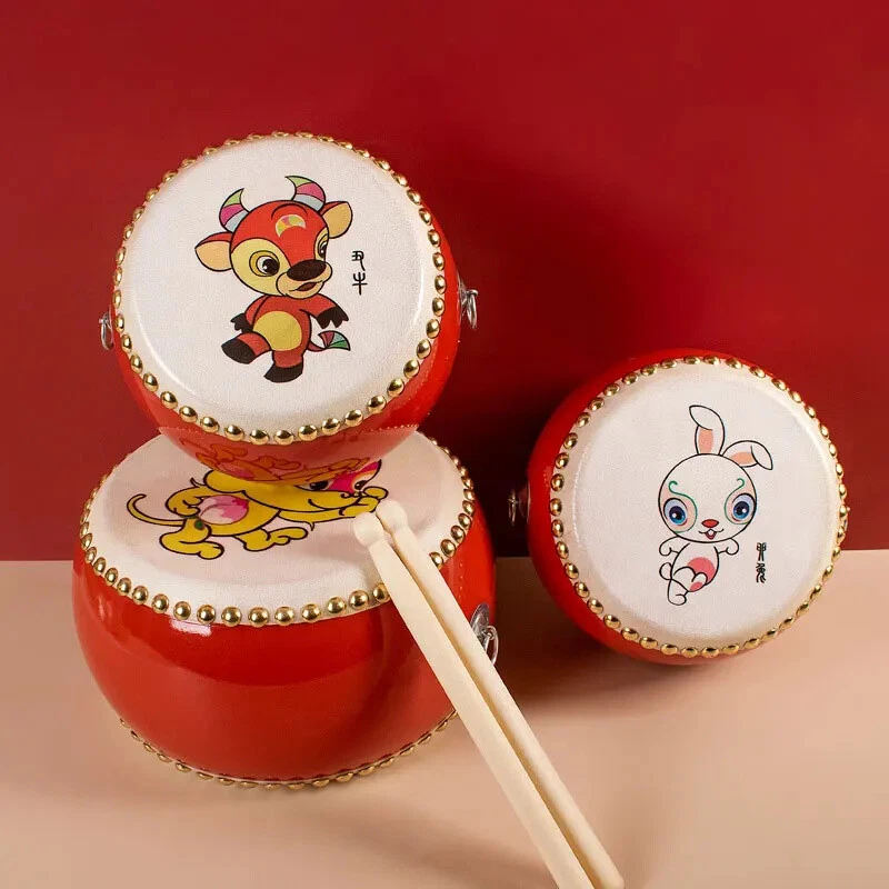 Twelve Zodiac Cowhide Drum Drumsticks Chinese Percussion Musical Instruments Kit - Image 4 of 4