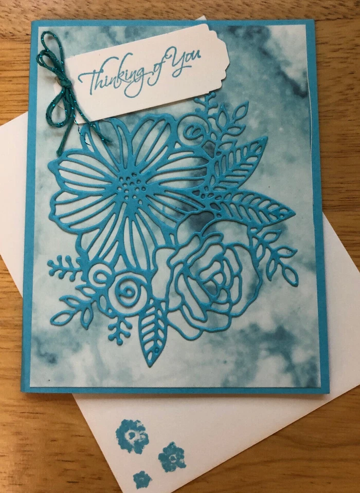 Delicately Cut Floral  Card - Hand Stamped  - Blank Inside - Stampin' Up - Image 3 of 4