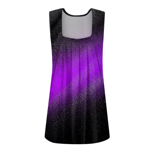 Damen Sommer Plissee Quadratischer Ausschnitt Ärmellos Tank Top Farbverlauf Bedruckt T-Shirt - Bild 42 von 51